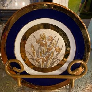 Japanese Chokin plate with flowers